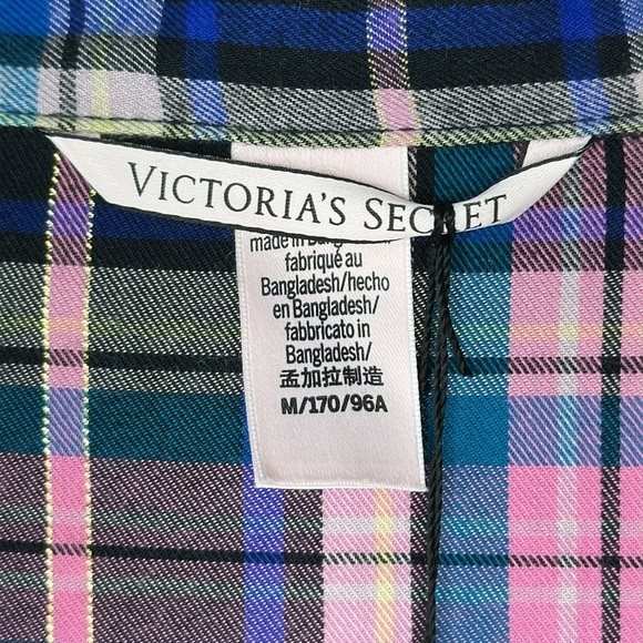 NWT Victoria's Secret Flannel Button Down Shirt and Shorts Pajama Set Size M - Picture 10 of 16